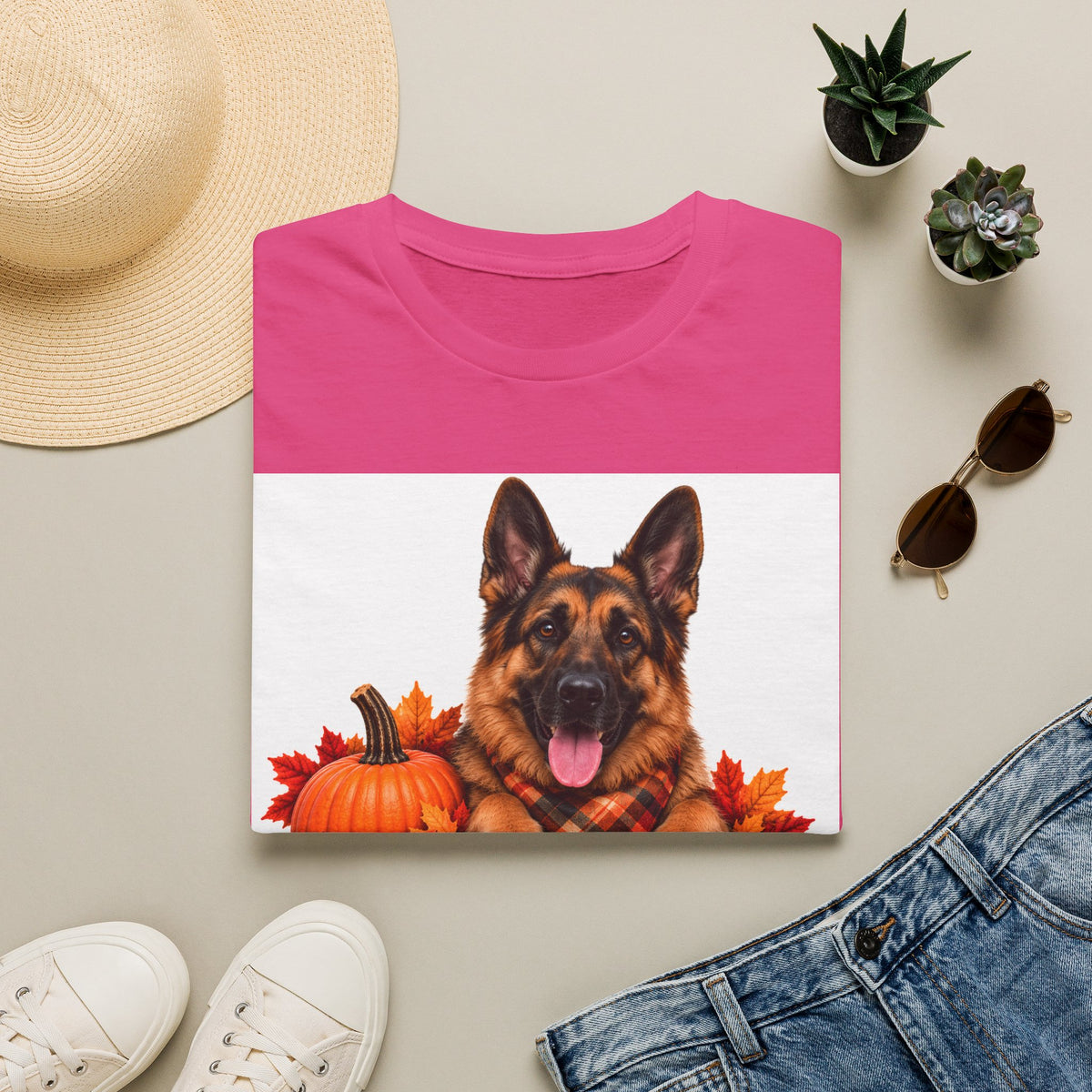 German Shepherd Autumn Tee — "Canine Chest Co." Fall Dog T-Shirt
