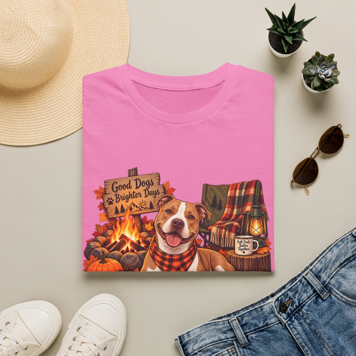 Dog Campfire T-Shirt — "Good Dogs Brighter Days" Fall Graphic Tee