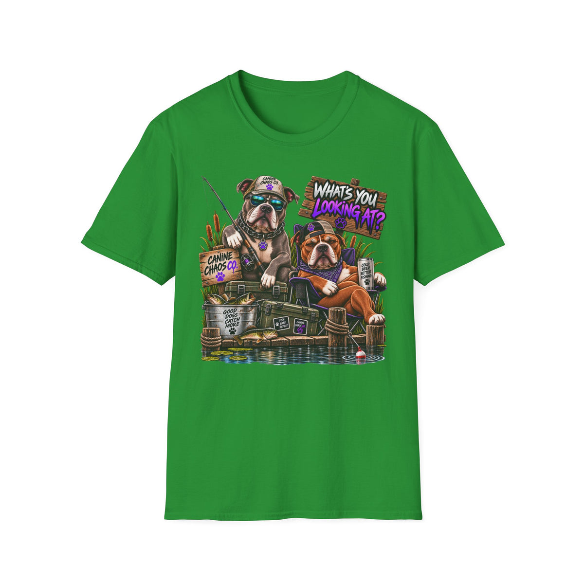 Bulldog Fishing Tee — "What's You Lookin' At?" Graphic T-Shirt