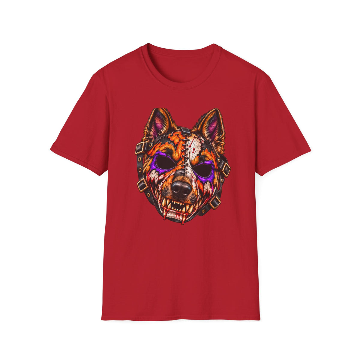 Horror Shepherd Mask T-Shirt — Neon Zombie Shepherd Graphic Tee