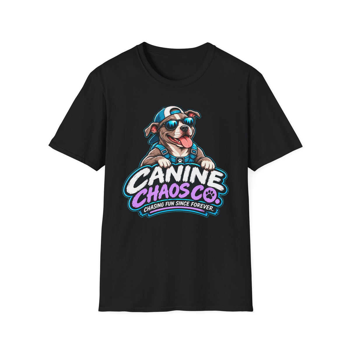 Canine Chaos Co. Dog Logo T-Shirt — "Chasing Fun Since Forever"