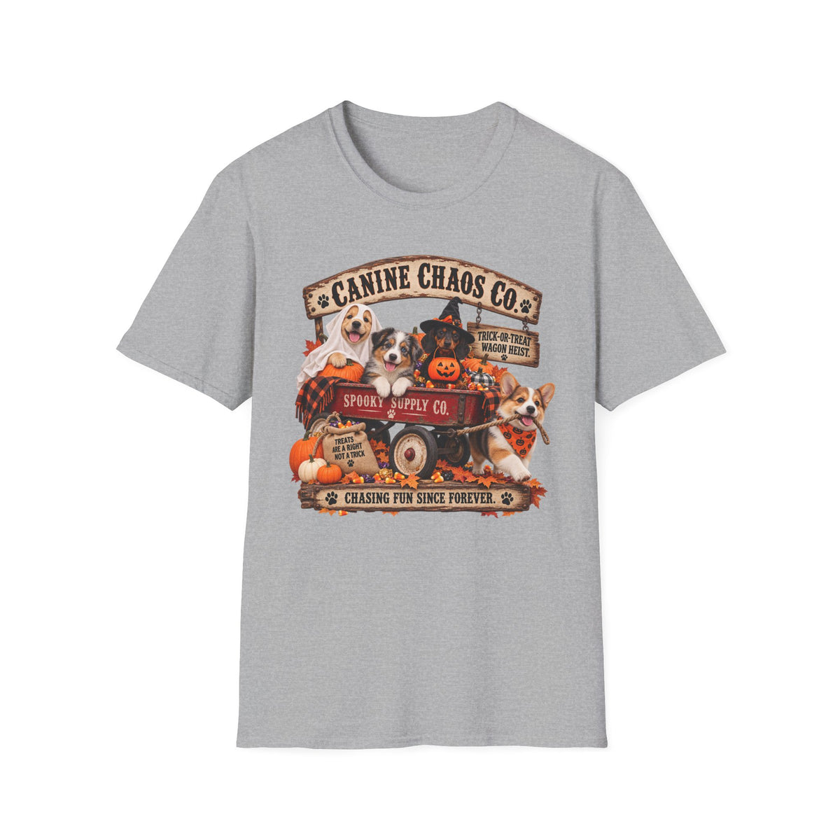 Canine Chaos Co. Halloween Dog T-Shirt — Pumpkins & Pups Fall Graphic Tee