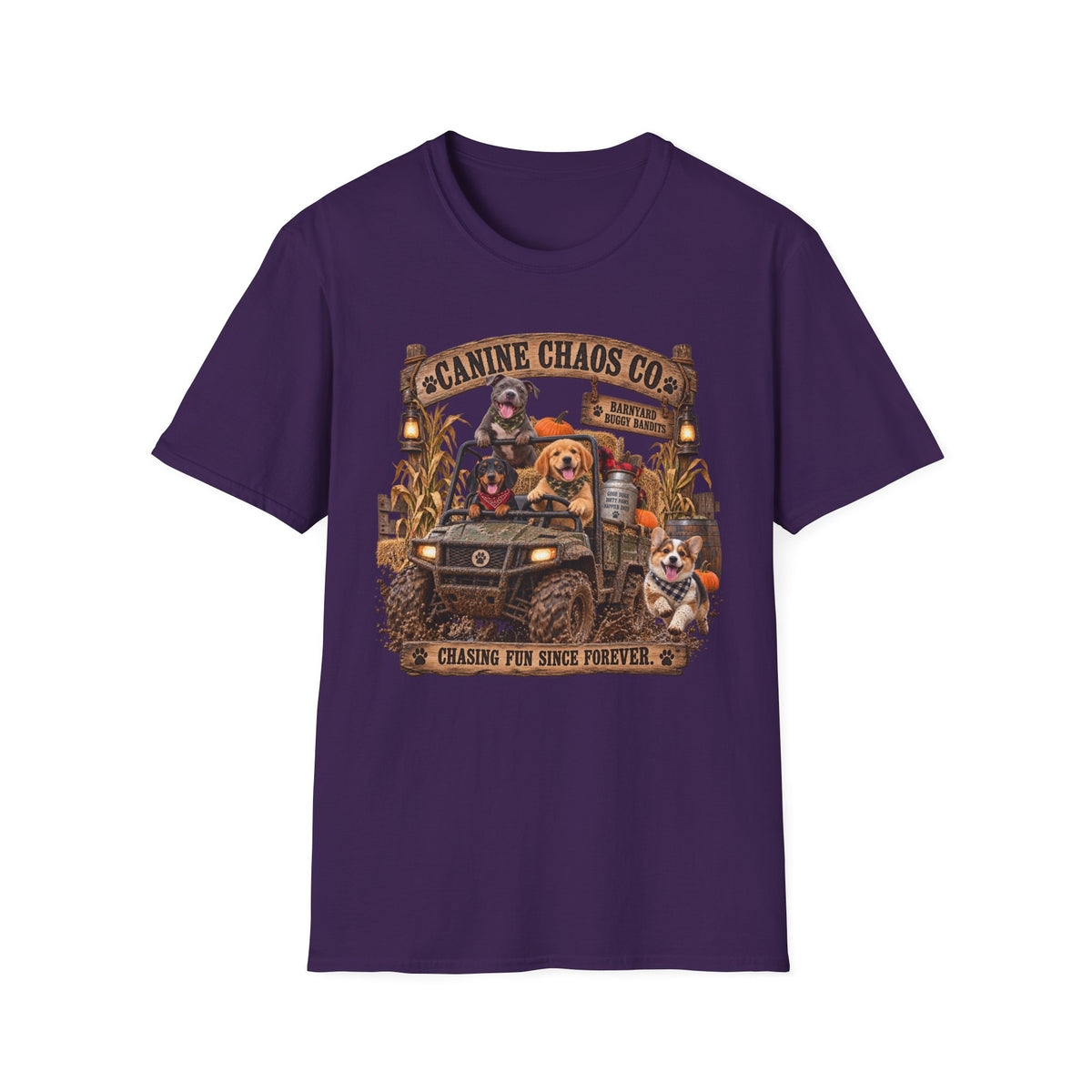 Canine Chaos Co. T-Shirt — "Chasing Fun Since Forever" Dog Lover Tee