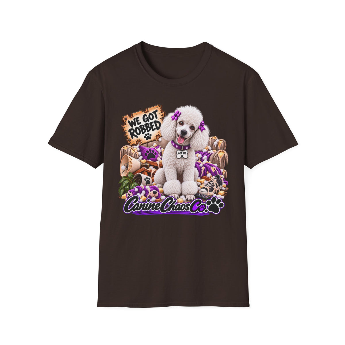 Poodle Pet Rescue Tee — “We Got Robbed” Canine Chaos Co. Graphic T-Shirt