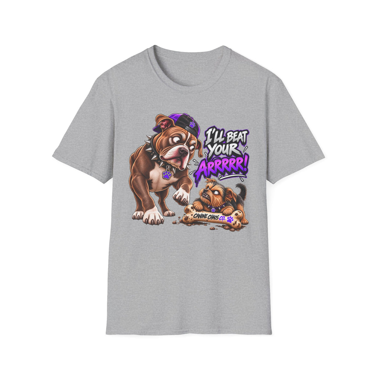 Bulldog Comics T‑Shirt – "I'll Beat Your Arrrr!" Funny Cartoon Dog Tee