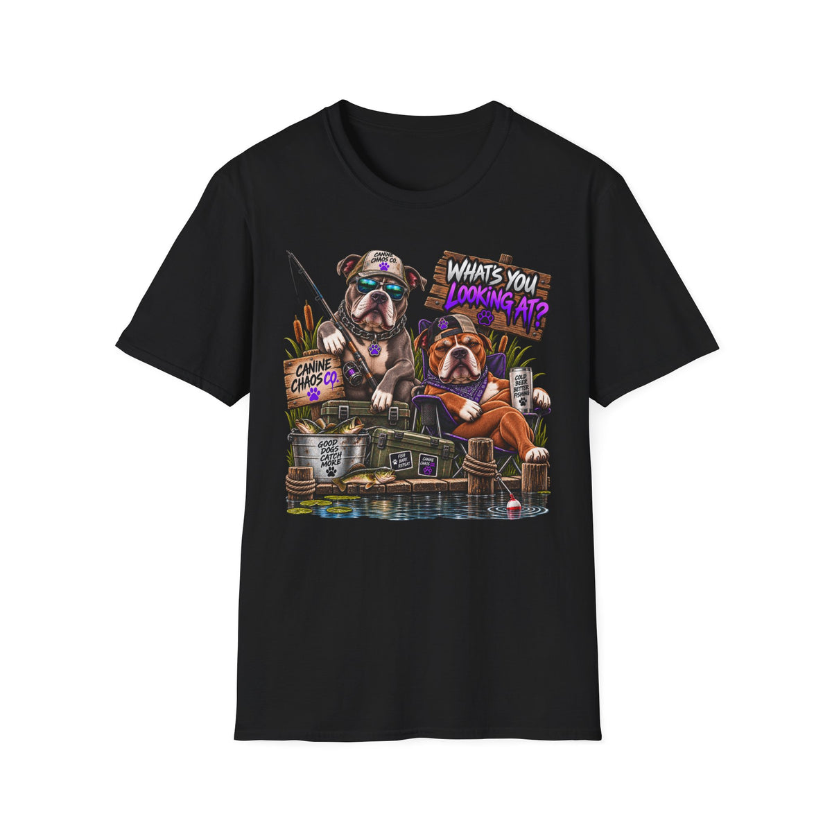 Bulldog Fishing Tee — "What's You Lookin' At?" Graphic T-Shirt