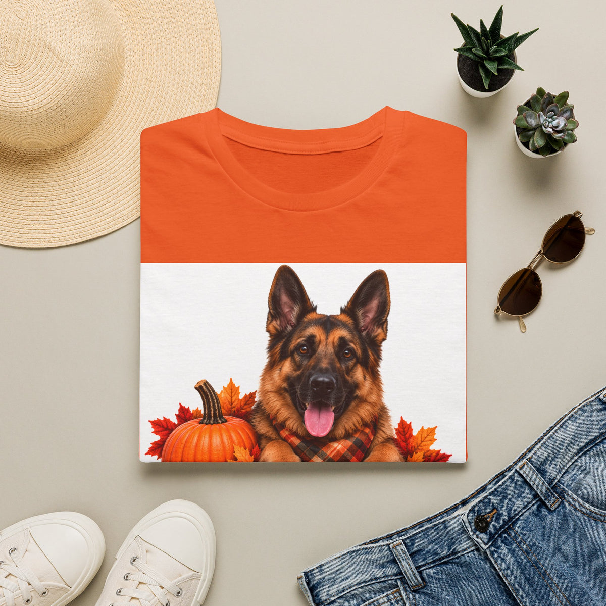 German Shepherd Autumn Tee — "Canine Chest Co." Fall Dog T-Shirt