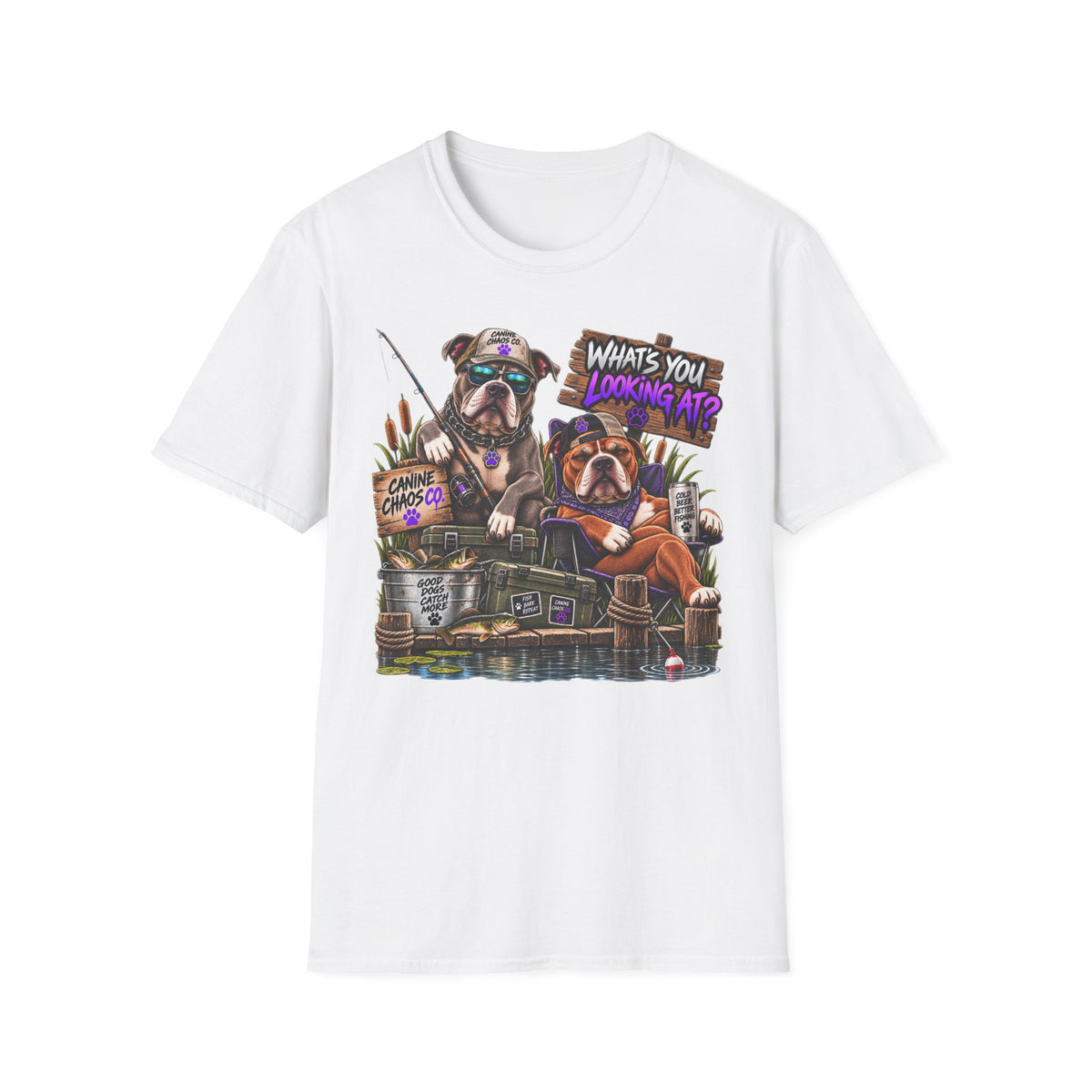 Bulldog Fishing Tee — "What's You Lookin' At?" Graphic T-Shirt