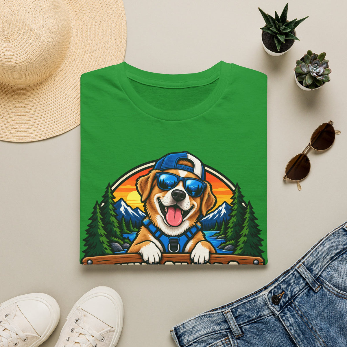 Dog Adventure T-Shirt — "Canine Chaos Co." Cute Hiking Pup Graphic