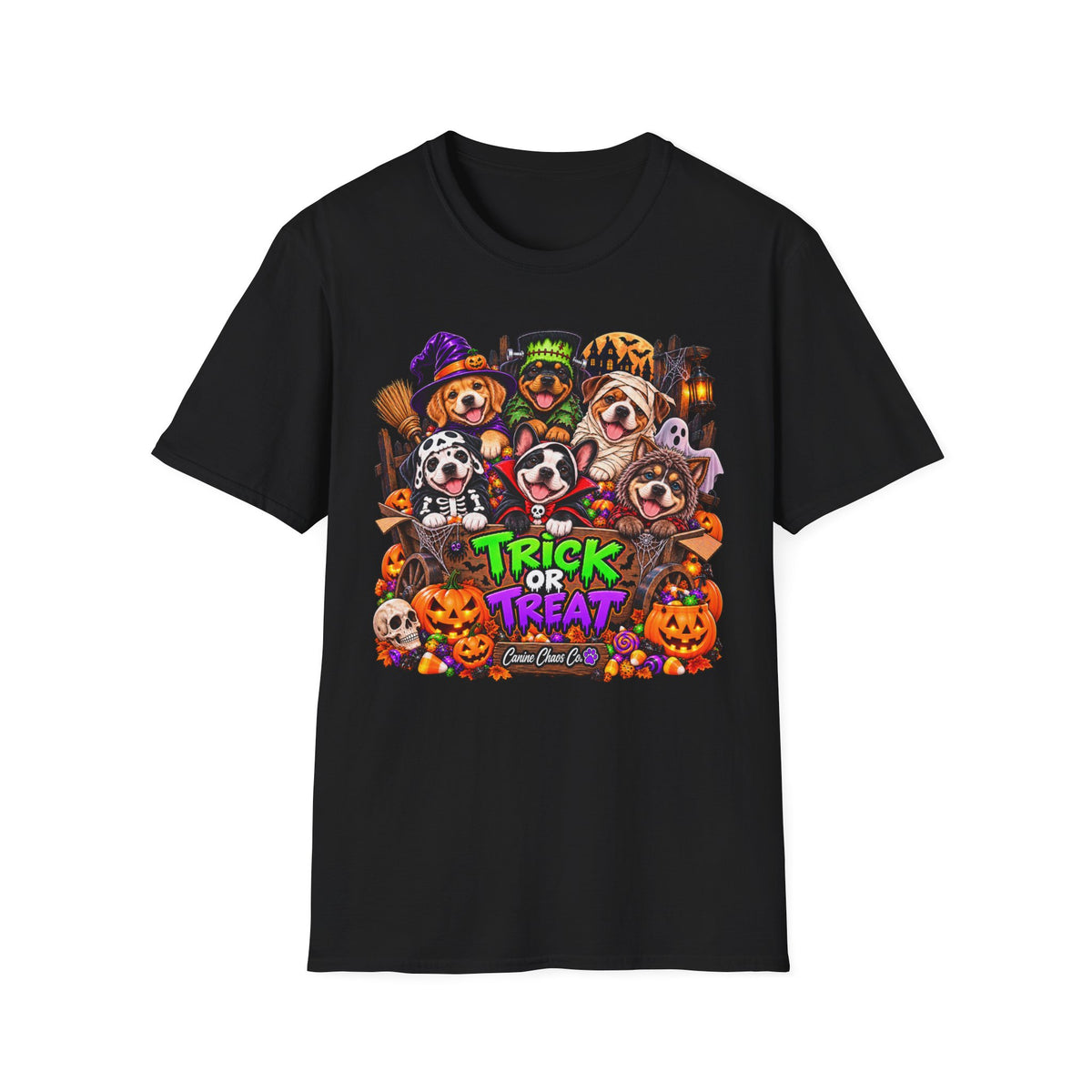 Halloween Dogs Trick or Treat T-Shirt — Cute Puppy Costume Graphic Tee