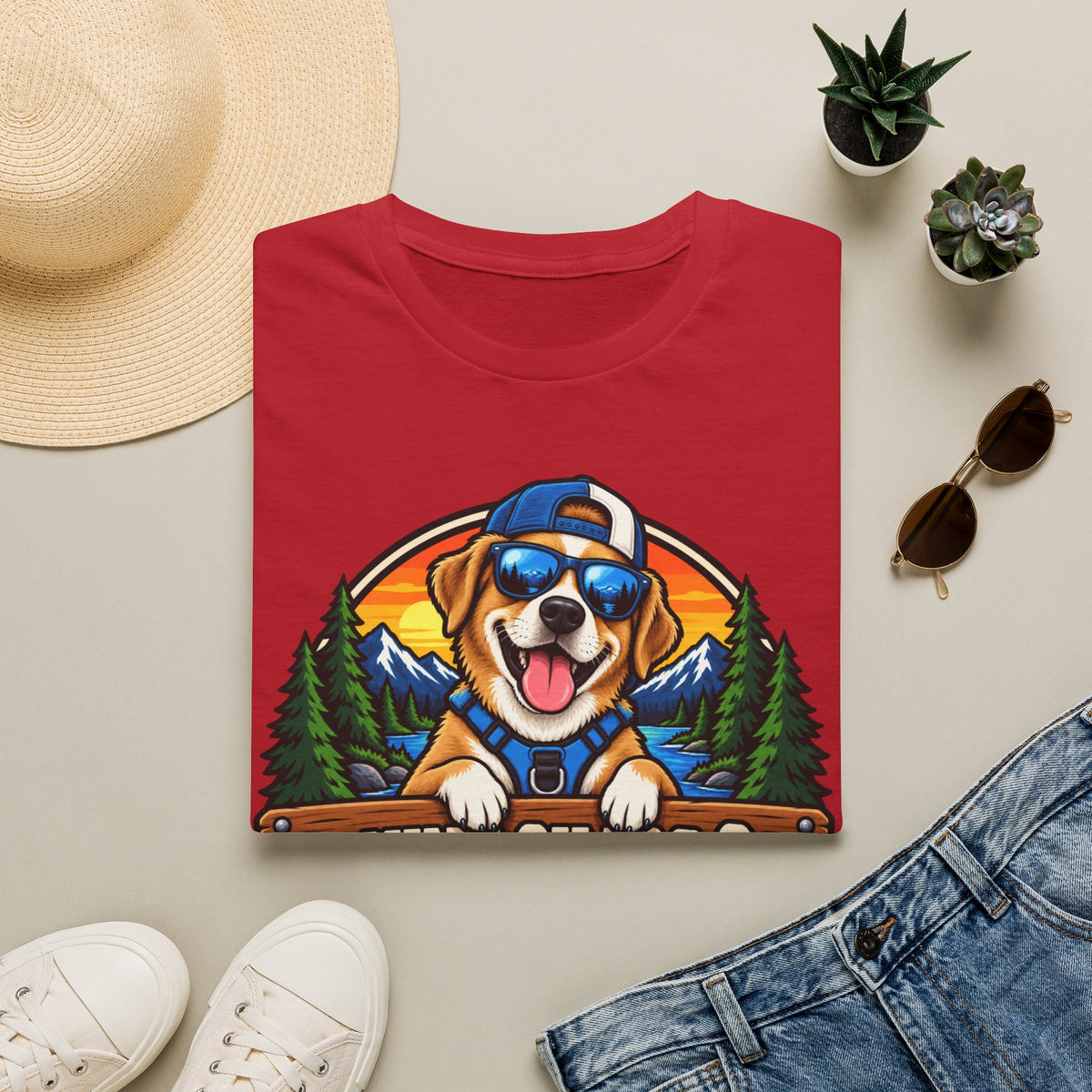 Dog Adventure T-Shirt — "Canine Chaos Co." Cute Hiking Pup Graphic