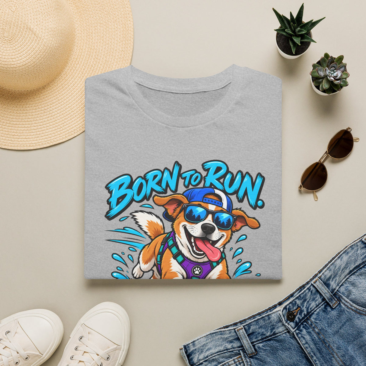 Born to Run Dog T-Shirt — "Born to Run, Distracted by Everything" Cute Corgi Running Tee