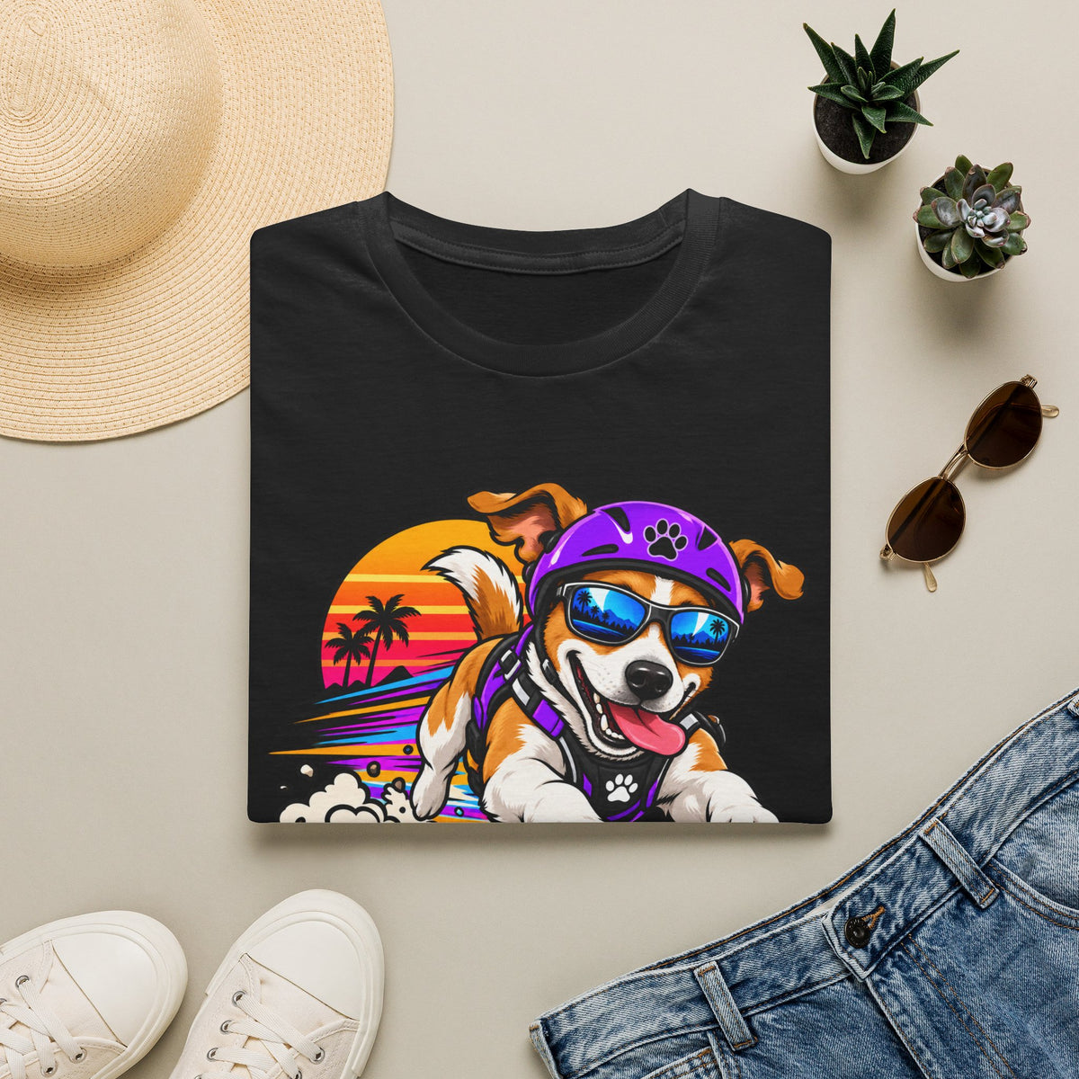 Full Send Dog T-Shirt – Retro Surfing Pup Graphic Tee