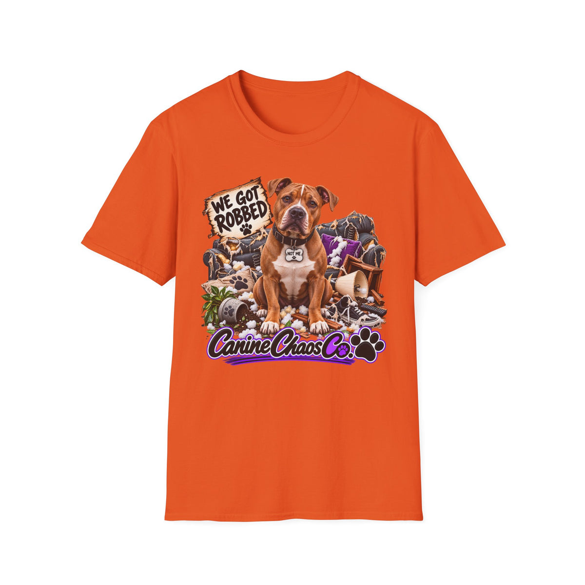 Canine Chaos Co. "We Got Robbed" Dog Graphic T-Shirt