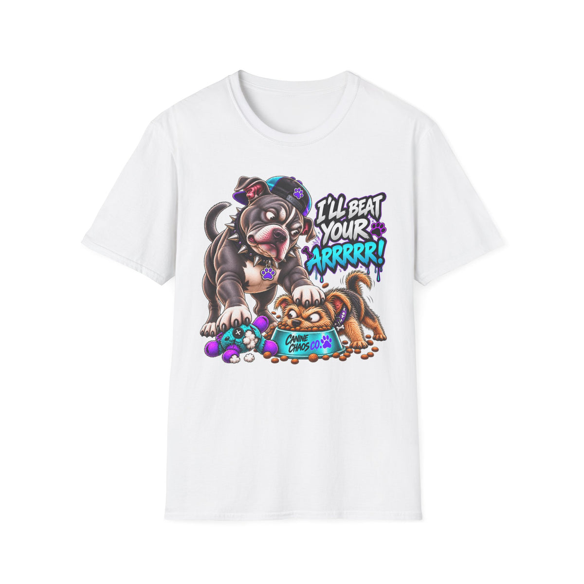 Pitbull Playful Tease T-Shirt – "I'll Beat Your Arghhh!" Cute Cartoon Dog Tee
