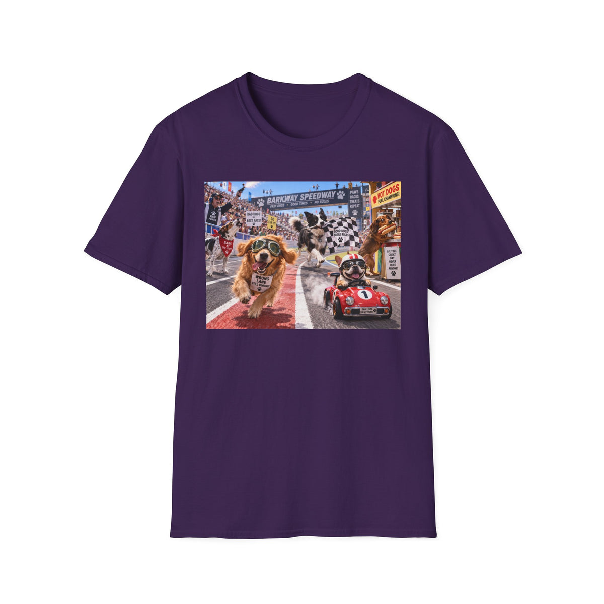 Dog Racing Graphic T-Shirt — Vintage Pit Stop Cartoon Tee