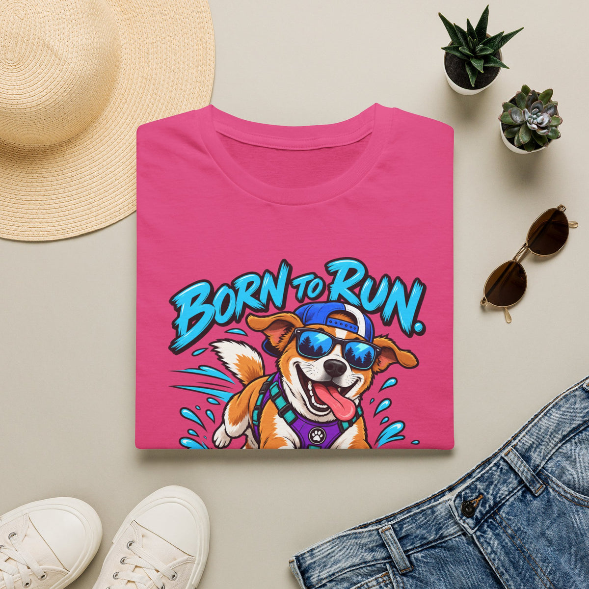 Born to Run Dog T-Shirt — "Born to Run, Distracted by Everything" Cute Corgi Running Tee