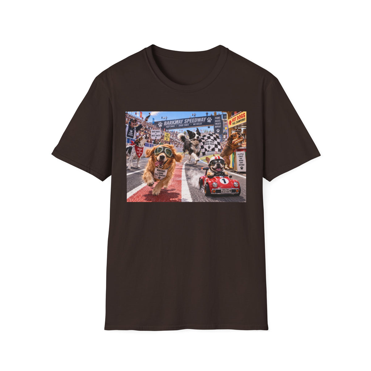 Dog Racing Graphic T-Shirt — Vintage Pit Stop Cartoon Tee