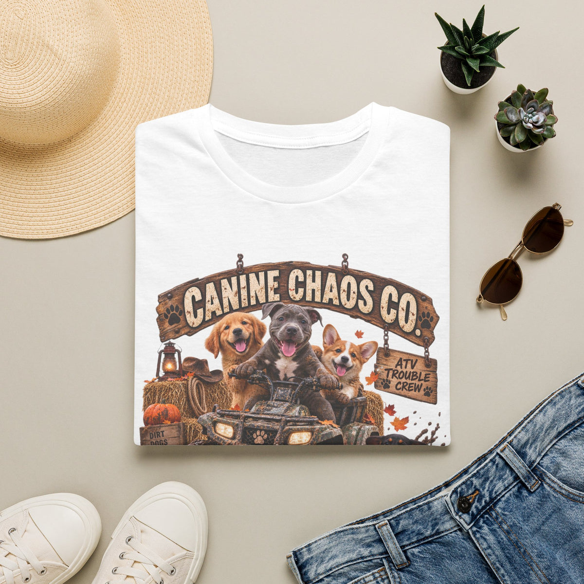Canine Chaos Co. ATV Dogs T-Shirt – Funny Halloween Dog Lover Tee