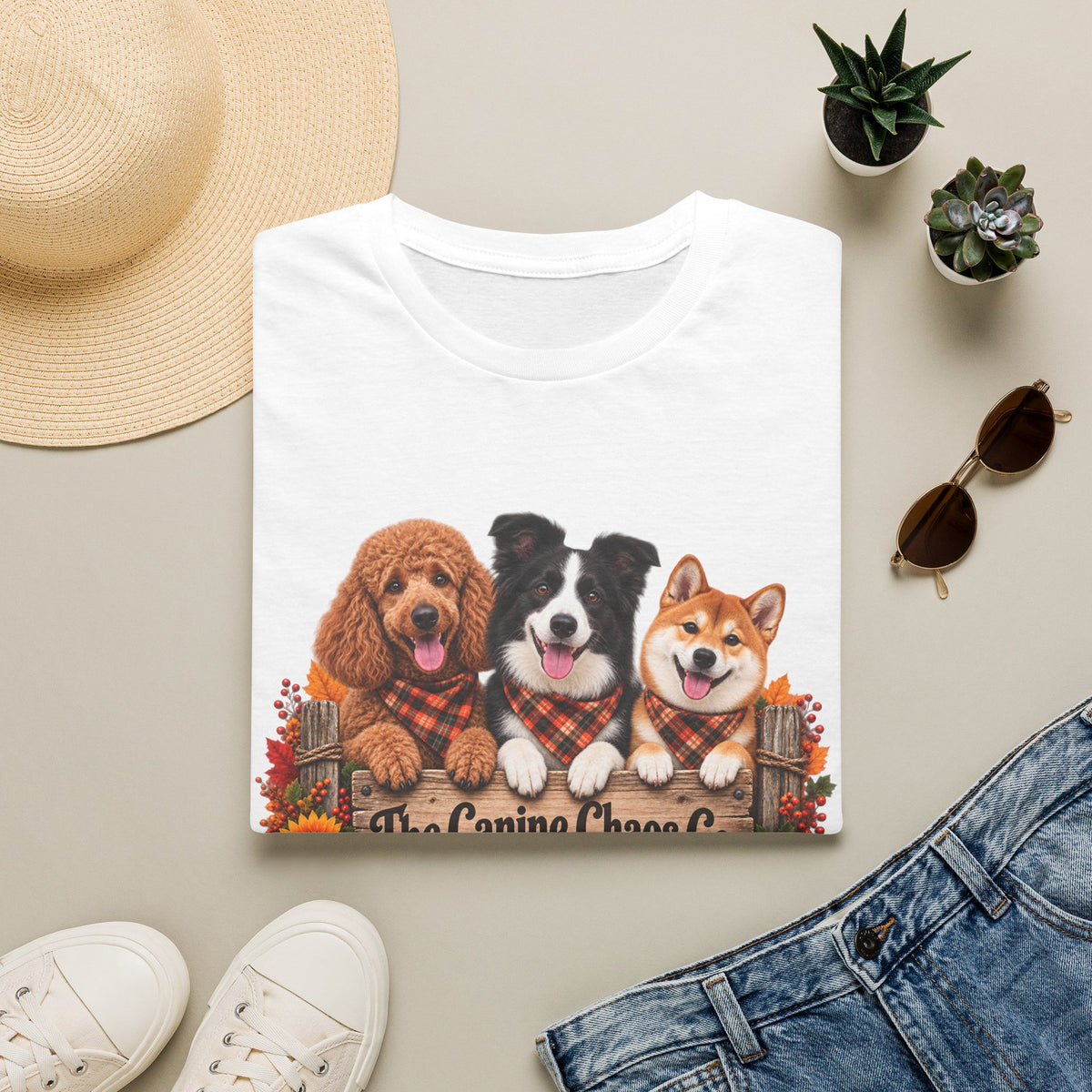 Three Dogs Fall Plaid Tee | T-Shirt