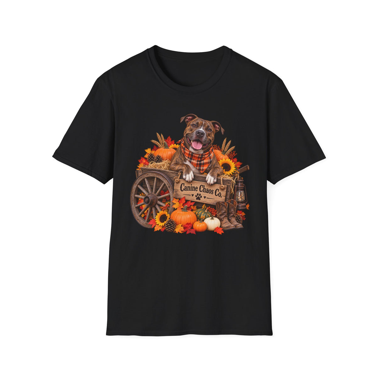 Fall Dog Harvest T-Shirt — 'Canine Chase Co.' Autumn Pumpkin Tee
