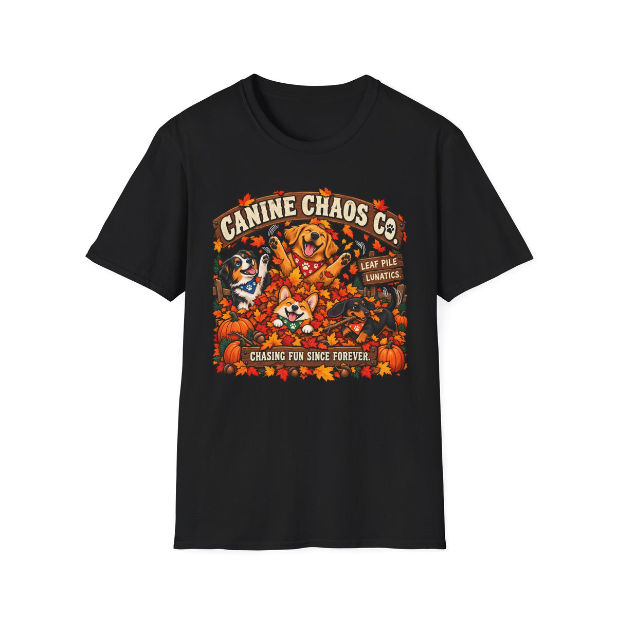 Canine Chaos Co. T-Shirt – Fall Pumpkin Dog Rescue Graphic Tee