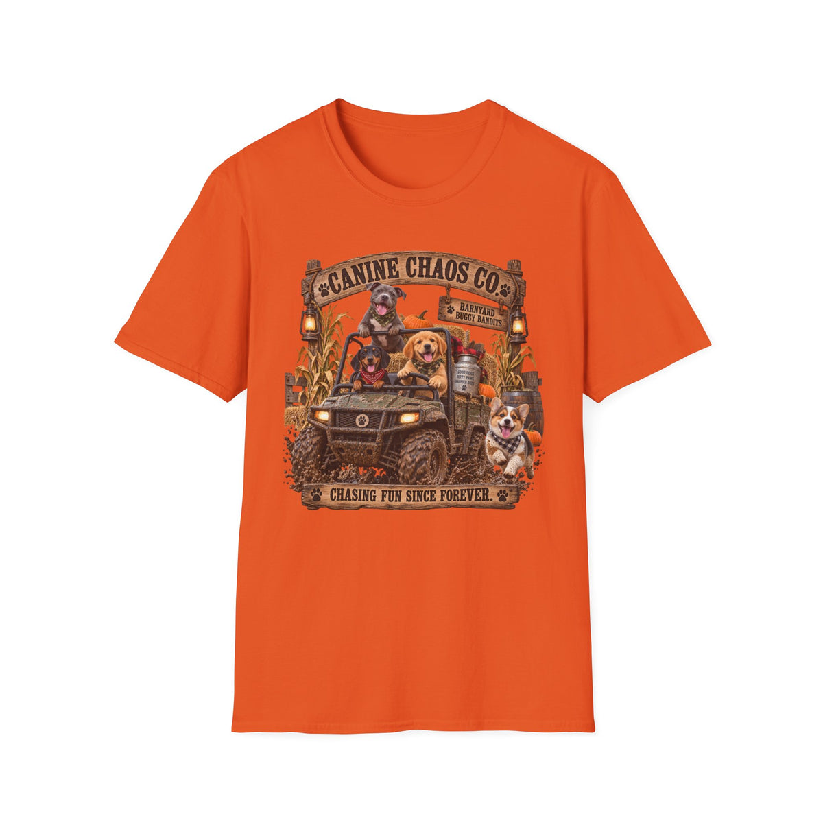 Canine Chaos Co. T-Shirt — "Chasing Fun Since Forever" Dog Lover Tee