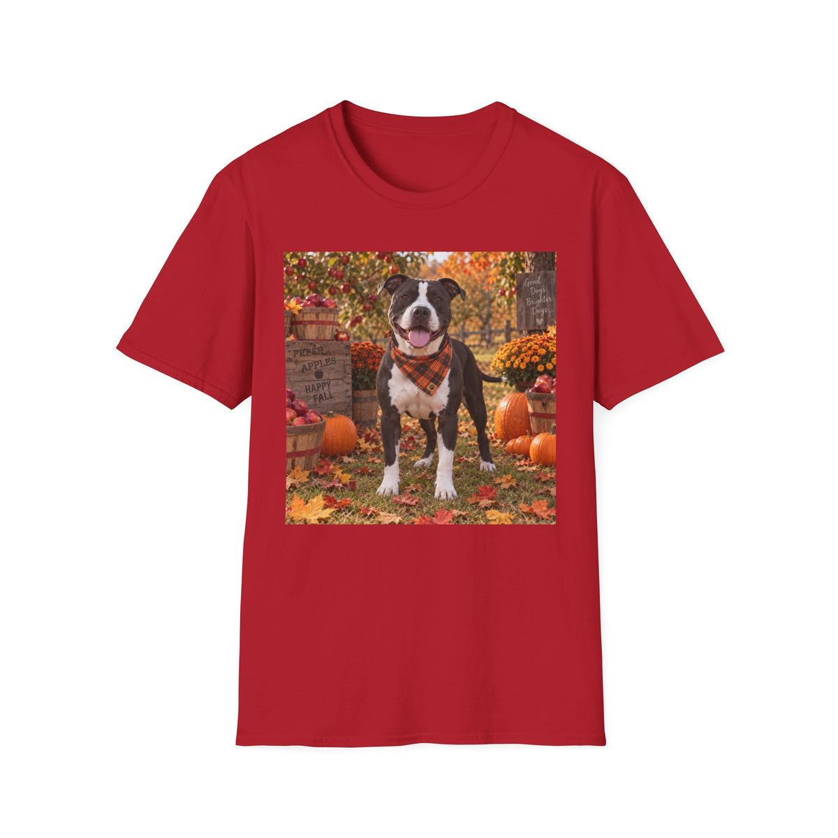Pit Bull Fall T-Shirt – Autumn Dog Pumpkin Scarf Tee
