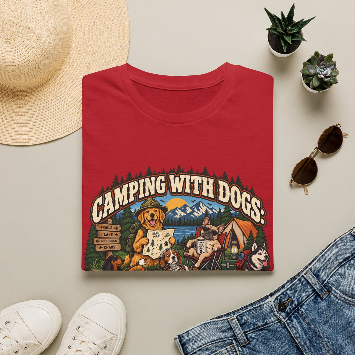Camping With Dogs T-Shirt — Vintage Outdoor Dog Lover Tee