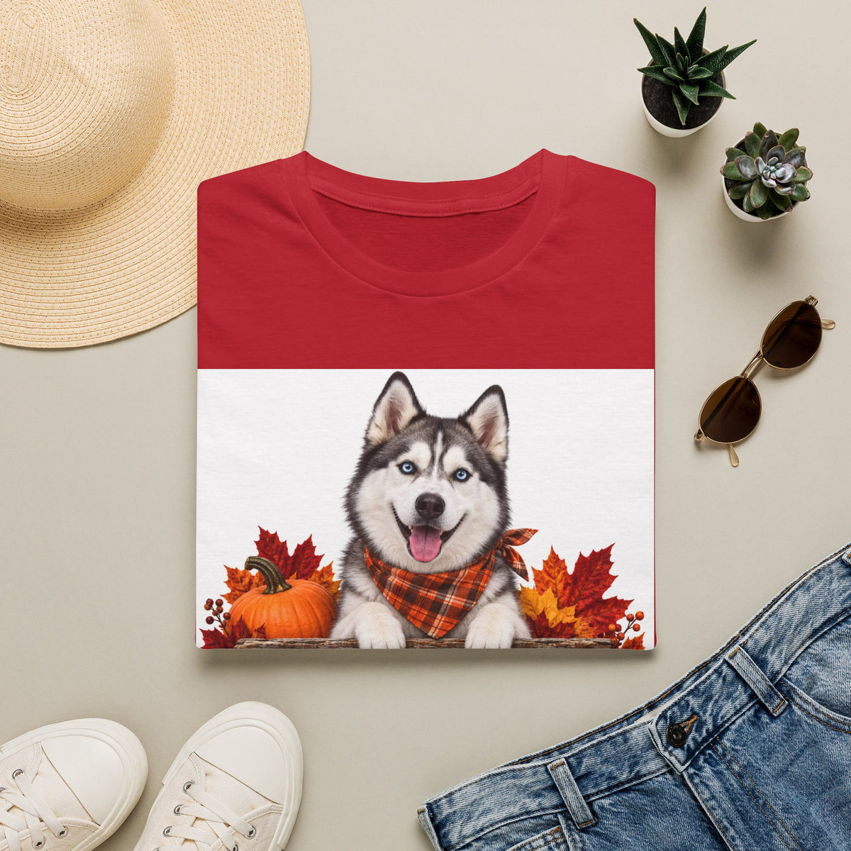 Husky Autumn Tee – 'Canine Chaos Co.' Fall Dog T-Shirt