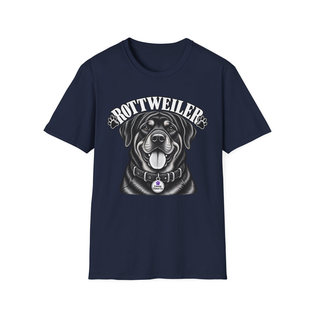 Rottweiler Portrait T-Shirt — Cute Black Rottie Dog Tee