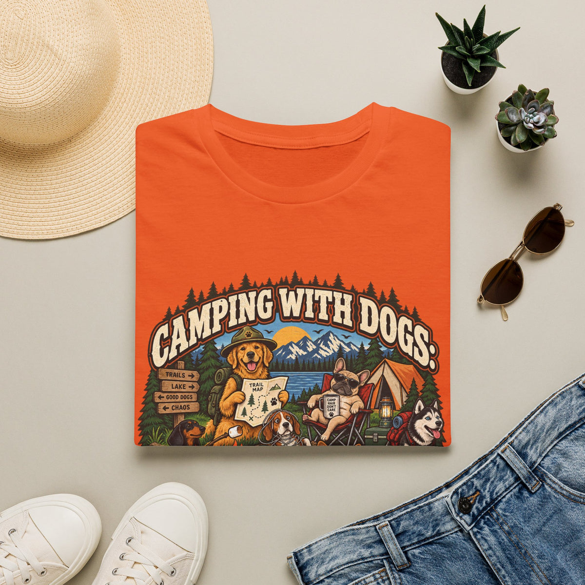 Camping With Dogs T-Shirt — Vintage Outdoor Dog Lover Tee
