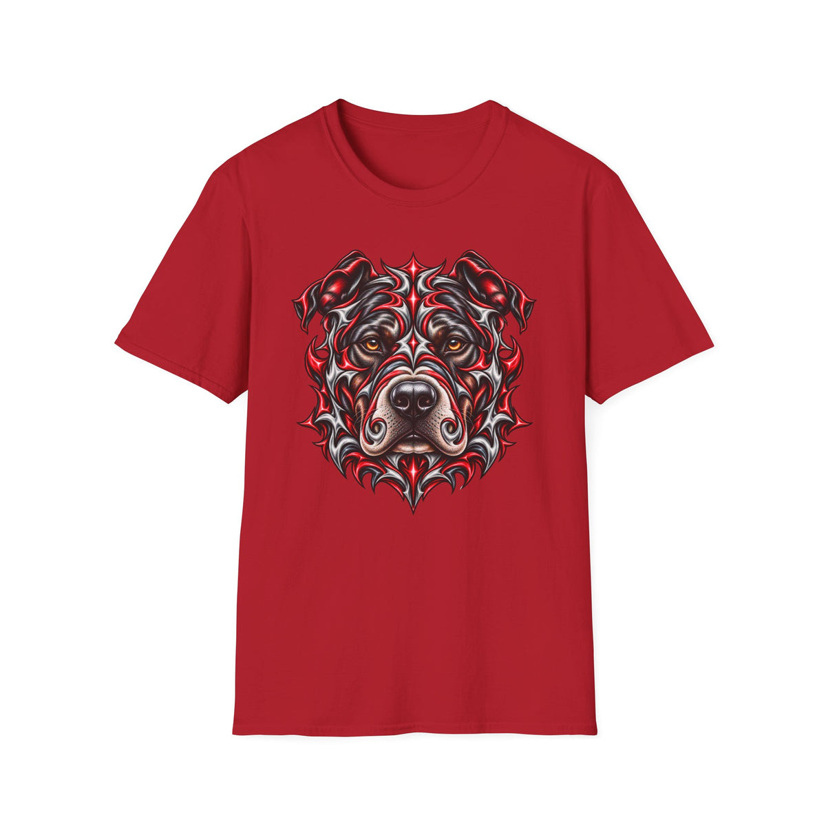 Tribal Red & Black Dog Face T-Shirt
