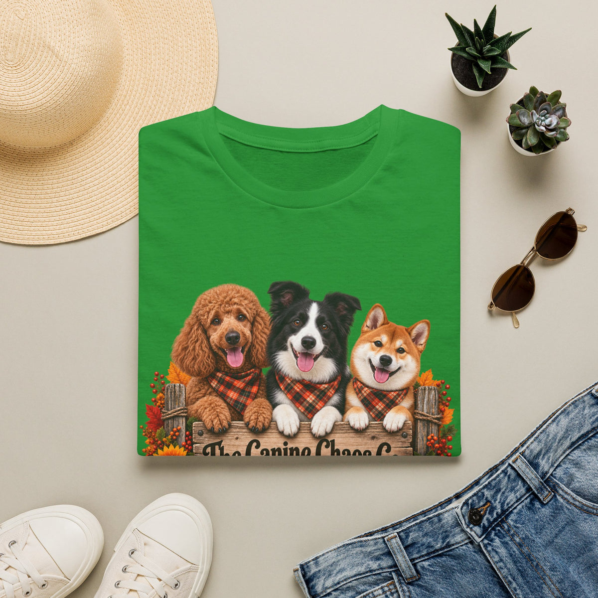 Three Dogs Fall Plaid Tee | T-Shirt