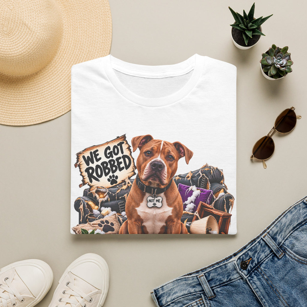 Canine Chaos Co. "We Got Robbed" Dog Graphic T-Shirt