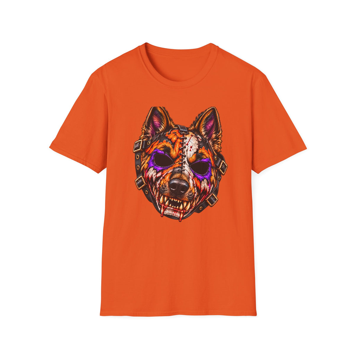 Horror Shepherd Mask T-Shirt — Neon Zombie Shepherd Graphic Tee