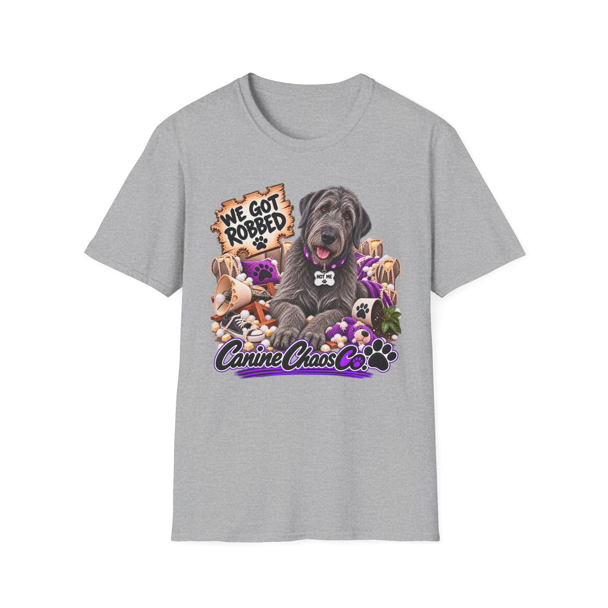 Dog Rescue T-Shirt — "We Got Robbed" Canine Chaos Co. Graphic Tee