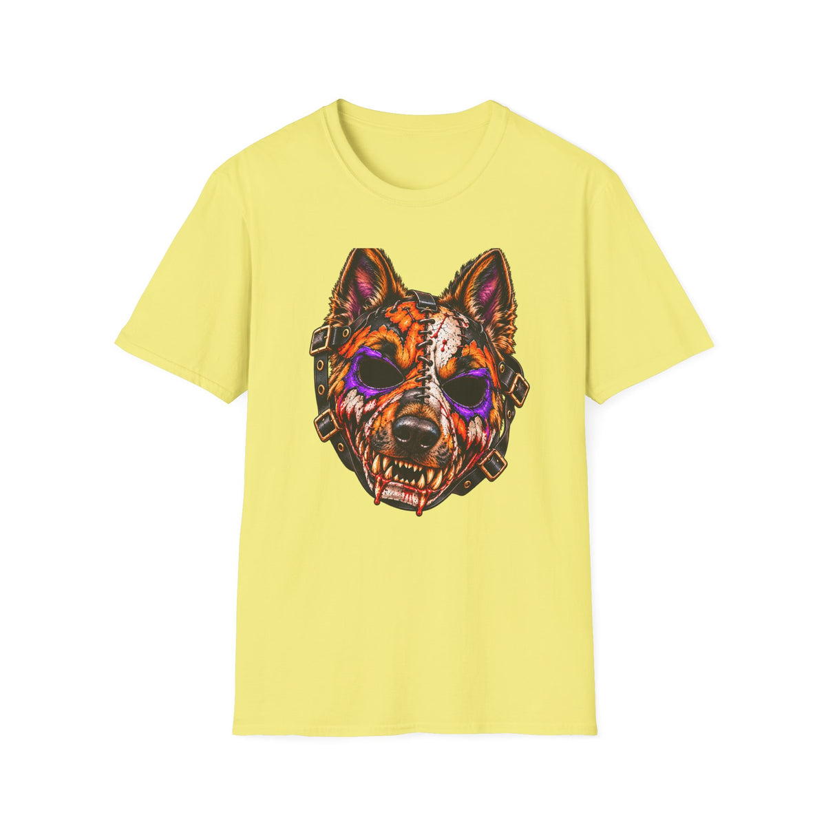 Horror Shepherd Mask T-Shirt — Neon Zombie Shepherd Graphic Tee