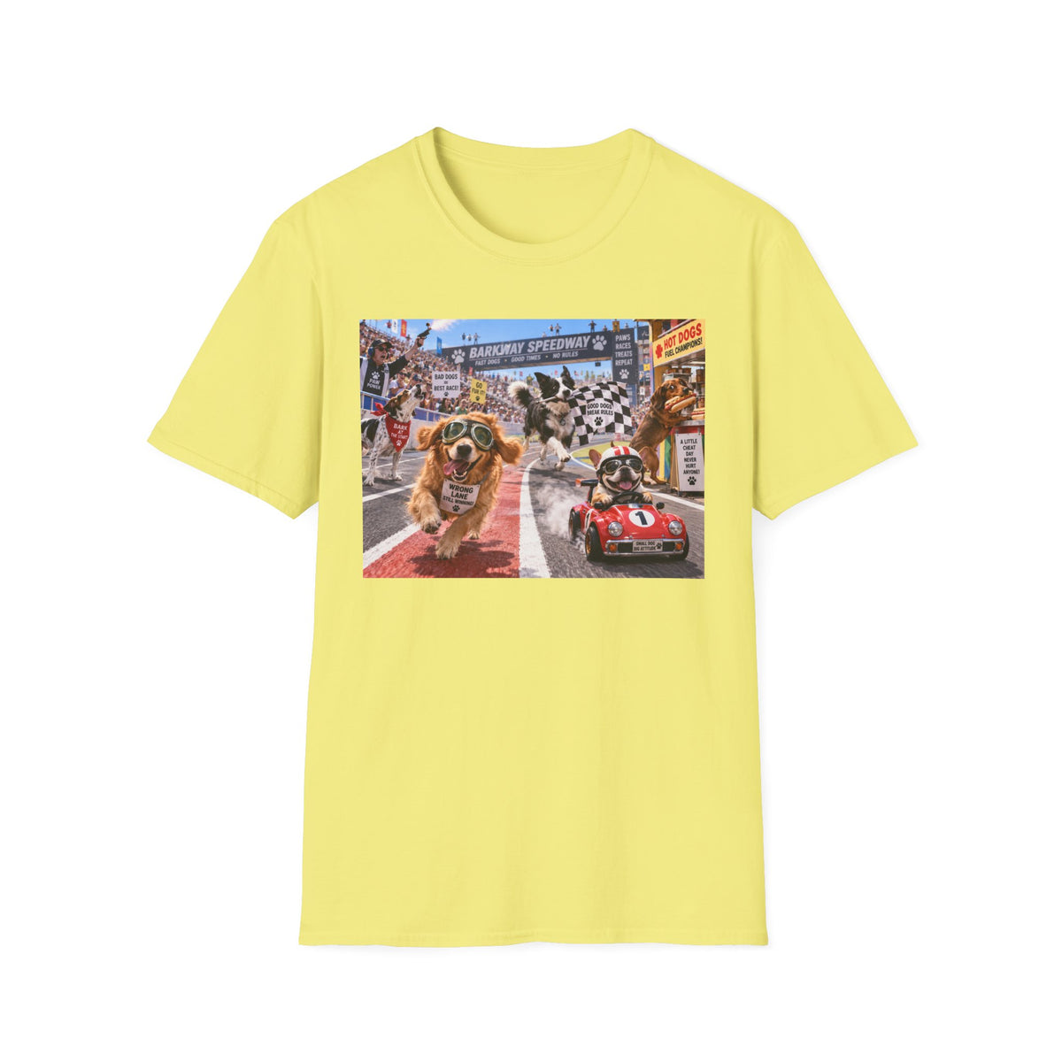 Dog Racing Graphic T-Shirt — Vintage Pit Stop Cartoon Tee