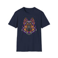 German Shepherd Head Graphic T-Shirt — Vibrant Neon Pet Portrait Tee
