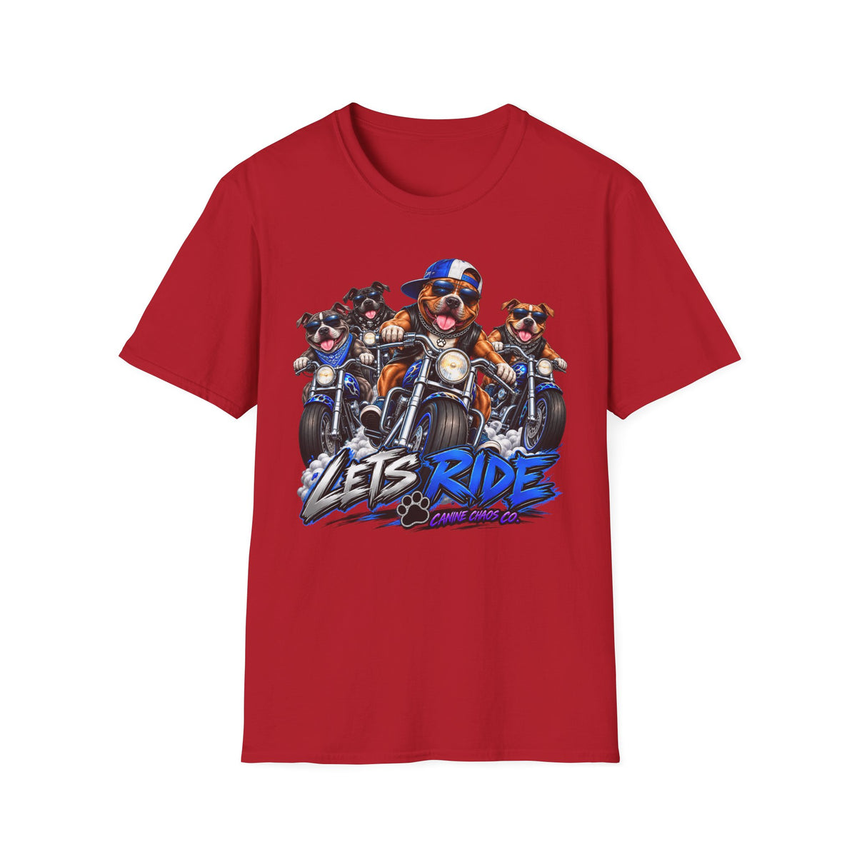 Let's Ride Motorcycle Dogs T-Shirt — Funny Biker Pup Graphic Tee