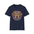 Golden Retriever Head T-Shirt — Colorful Psychedelic Dog Portrait Tee