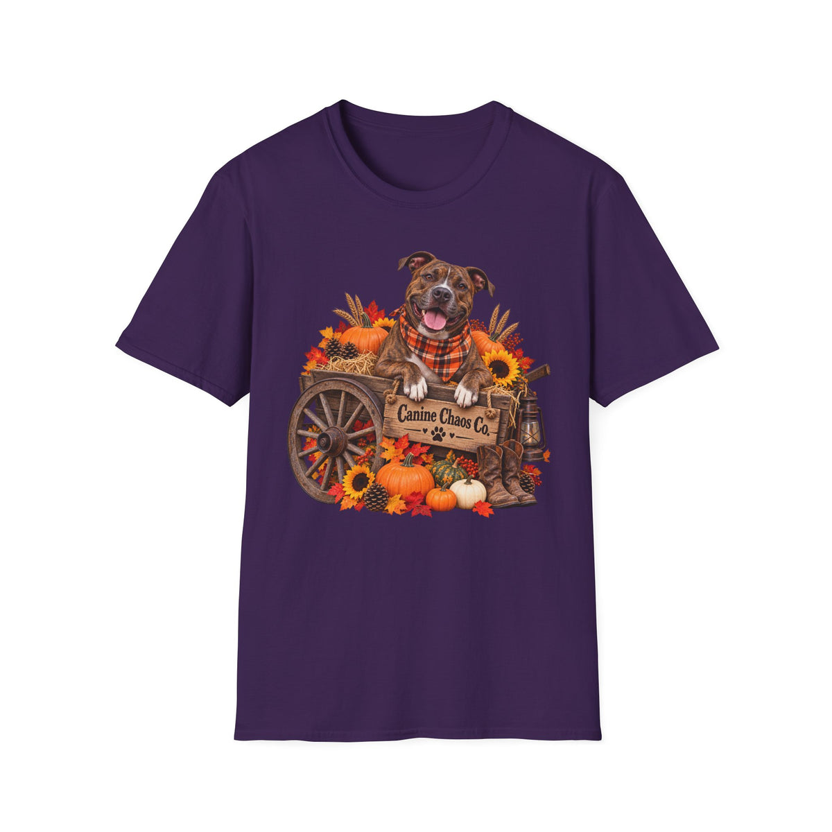 Fall Dog Harvest T-Shirt — 'Canine Chase Co.' Autumn Pumpkin Tee