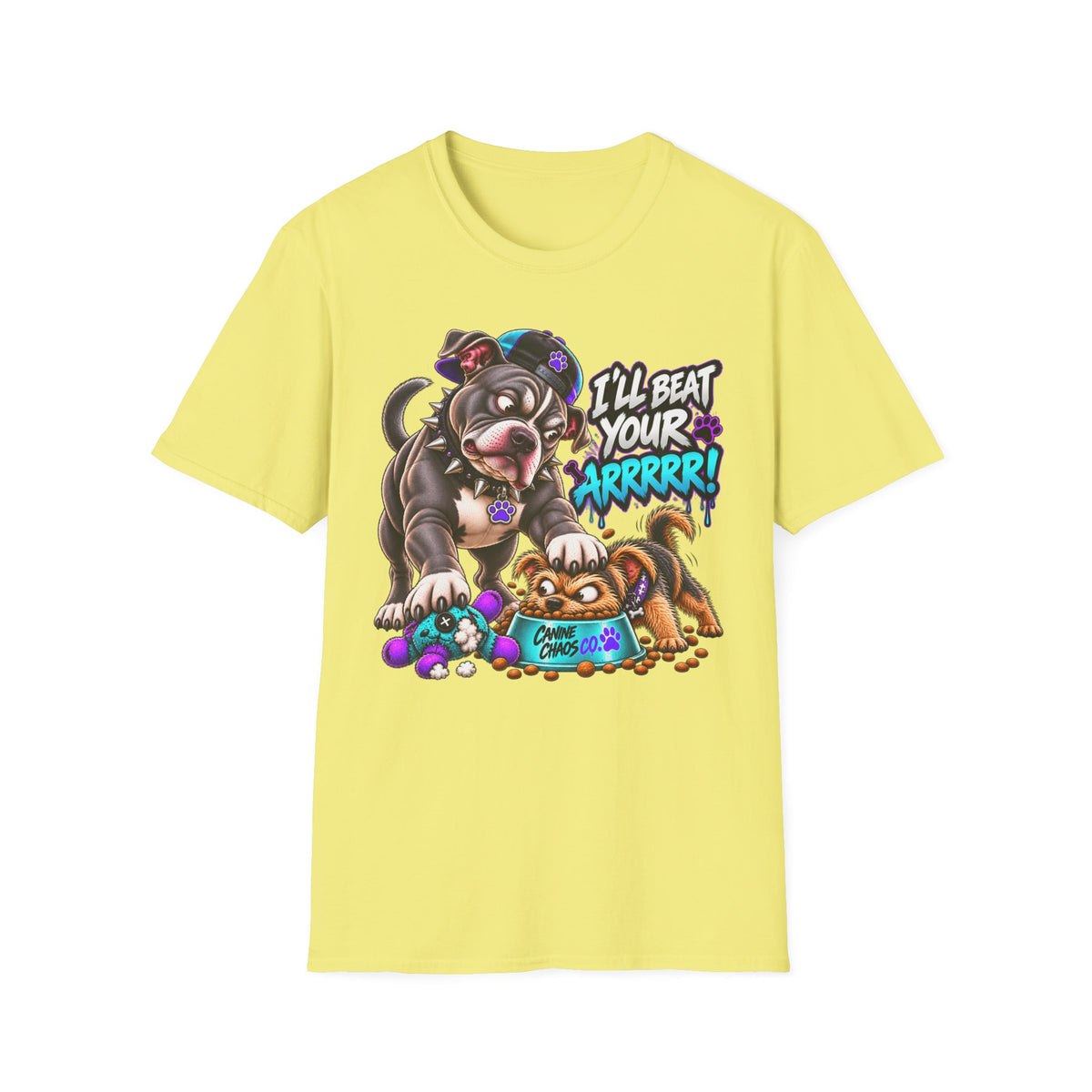 Pitbull Playful Tease T-Shirt – "I'll Beat Your Arghhh!" Cute Cartoon Dog Tee