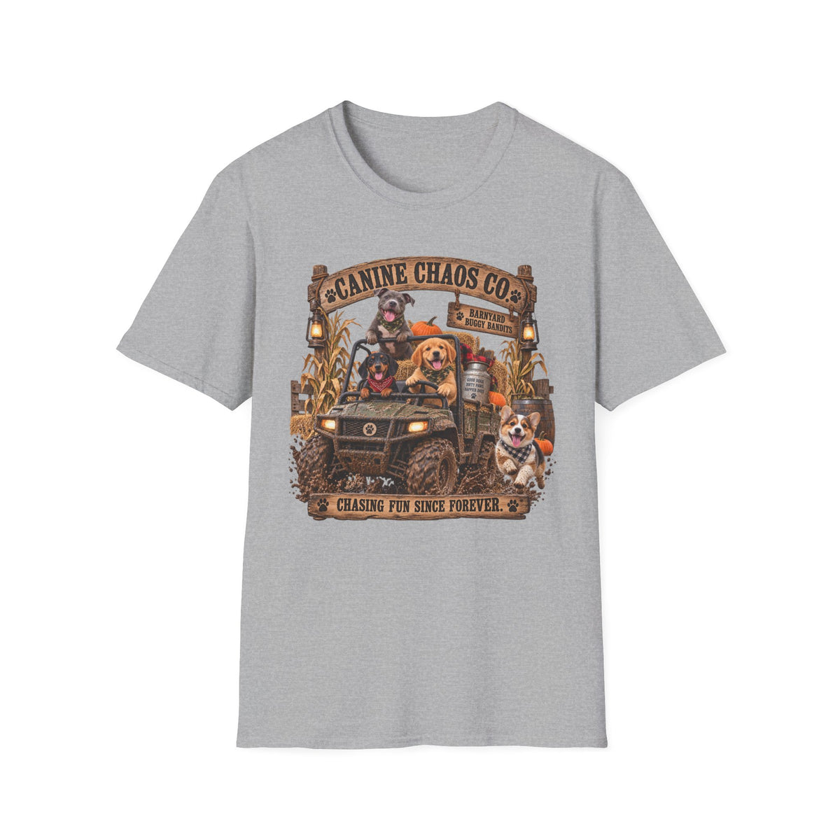 Canine Chaos Co. T-Shirt — "Chasing Fun Since Forever" Dog Lover Tee