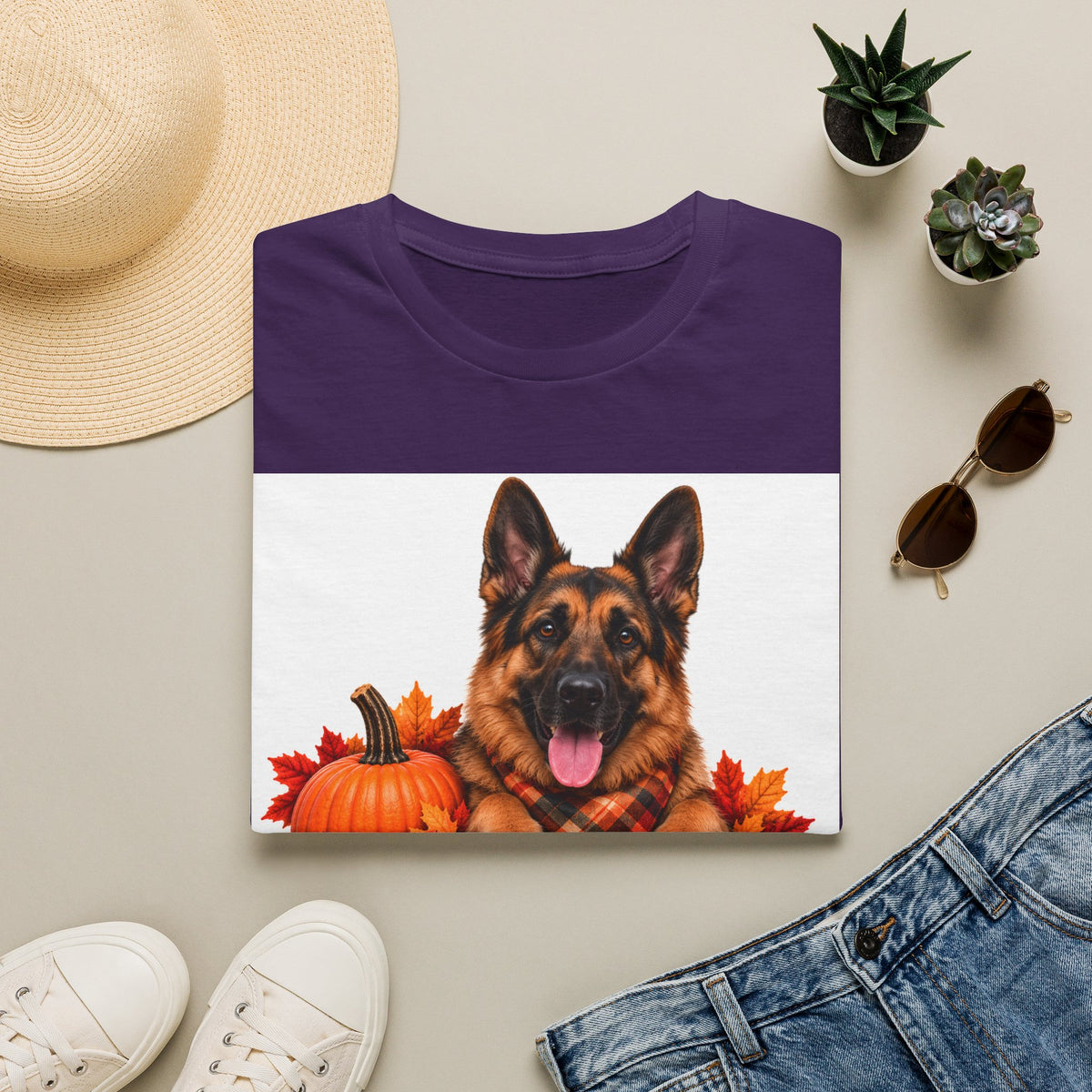 German Shepherd Autumn Tee — "Canine Chest Co." Fall Dog T-Shirt