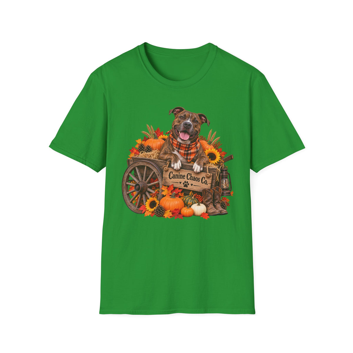 Fall Dog Harvest T-Shirt — 'Canine Chase Co.' Autumn Pumpkin Tee