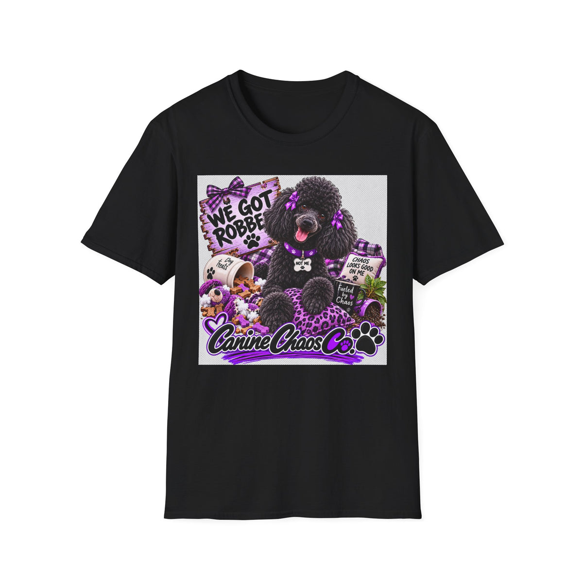 Poodle Paw Print Tee — “We Got Robbed” Canine Chaos Co. Graphic Shirt