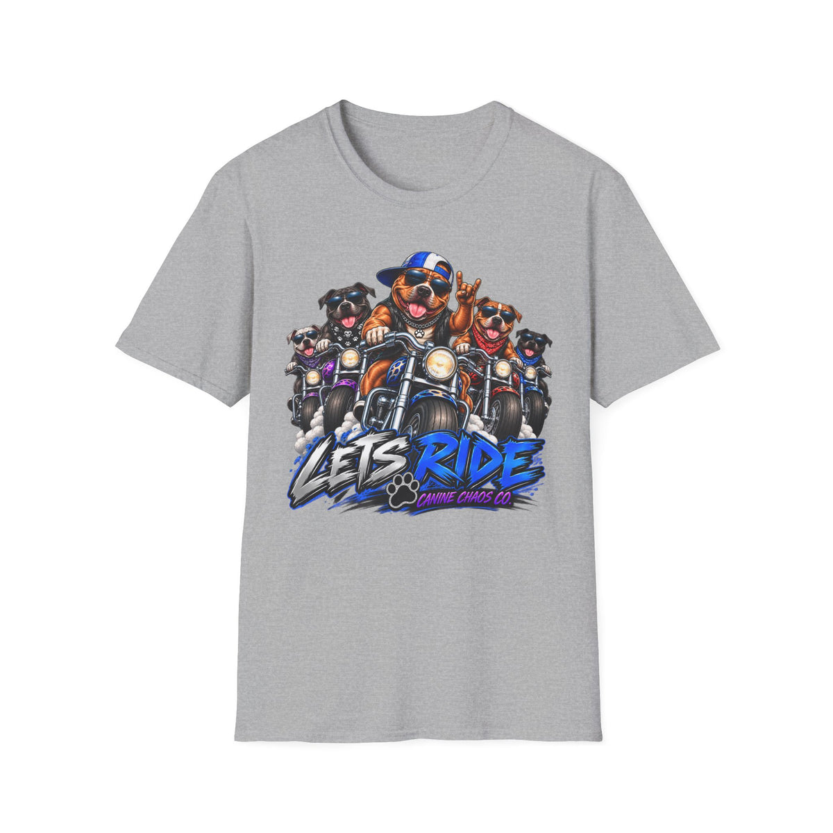 Let's Ride Dogs Motorcycle T-Shirt — Funny Biker Pups Graphic Tee