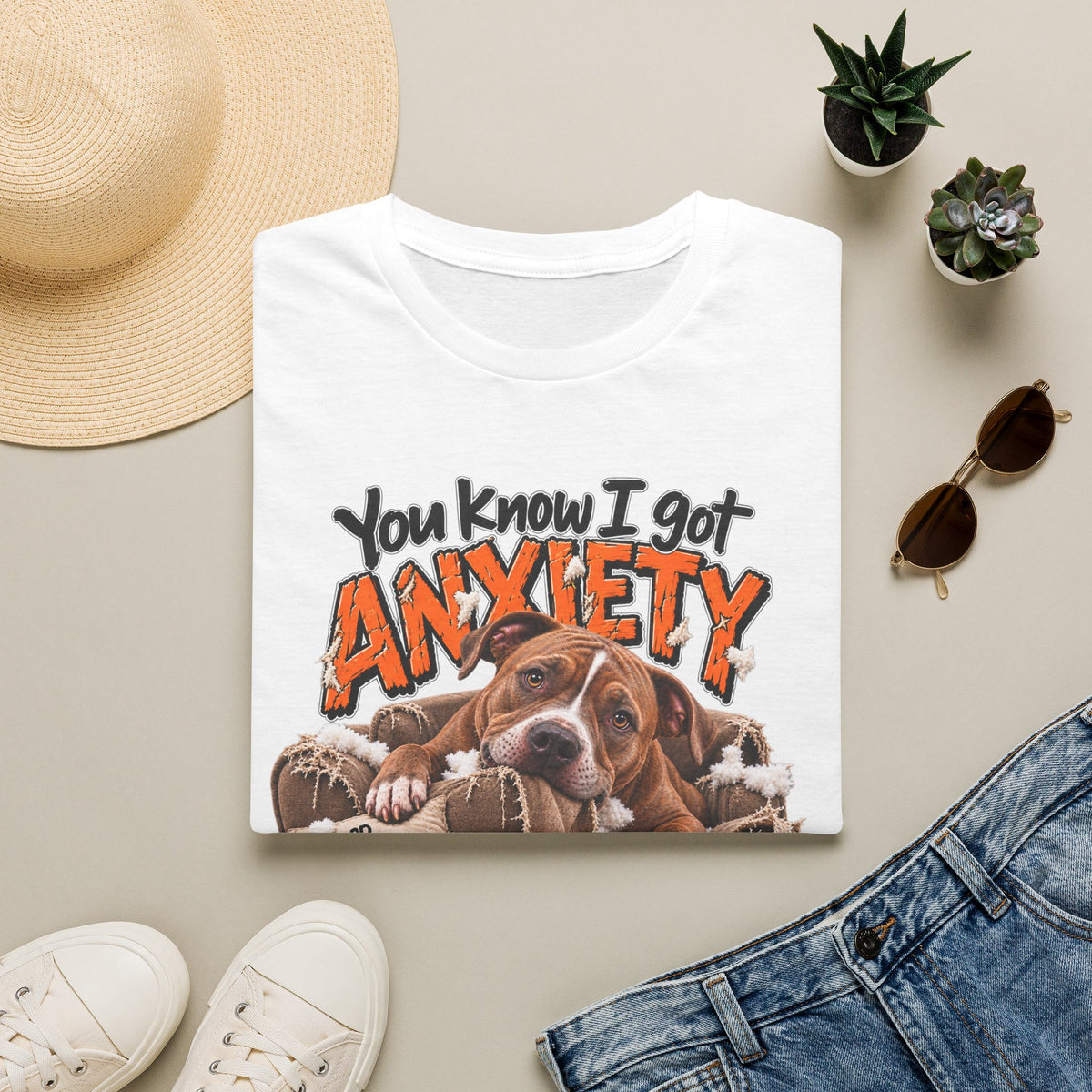 You Know I Got Anxiety - Dog Graphic T-Shirt